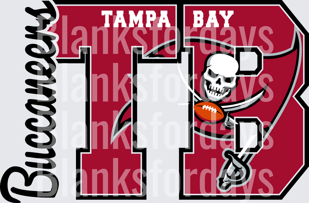 Tampa Bay Buccaneers TB Logo with Skull Pirate Mascot (DTF)