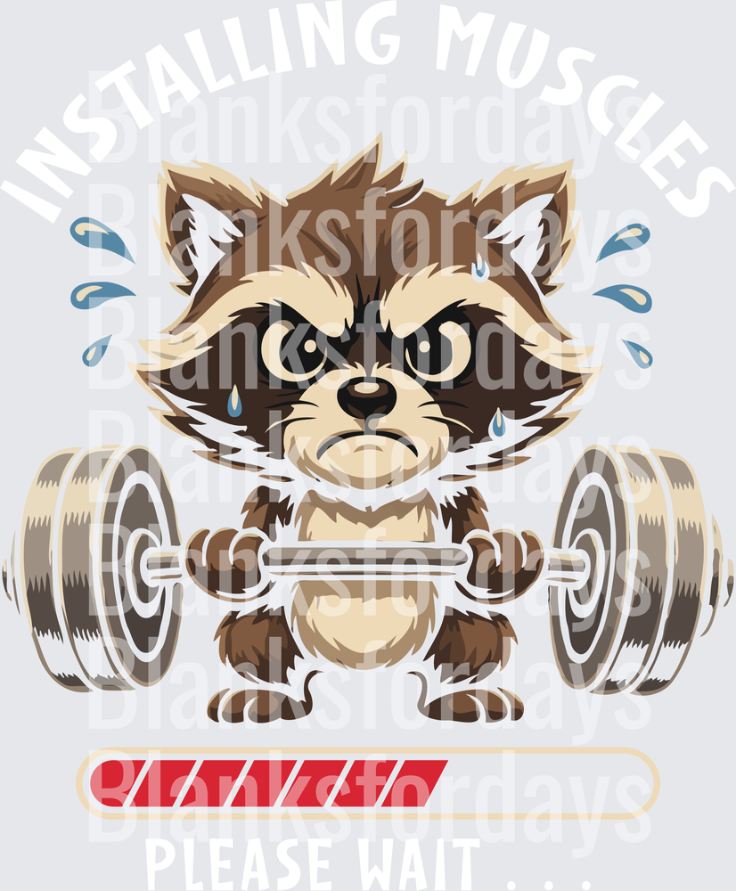 Installing Muscles Please Wait Gym Raccoon Lifting Barbell (DTF)