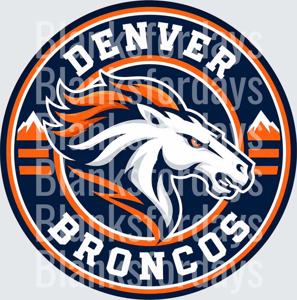 Denver Broncos Circular Logo Bronco Head Navy Orange (DTF)