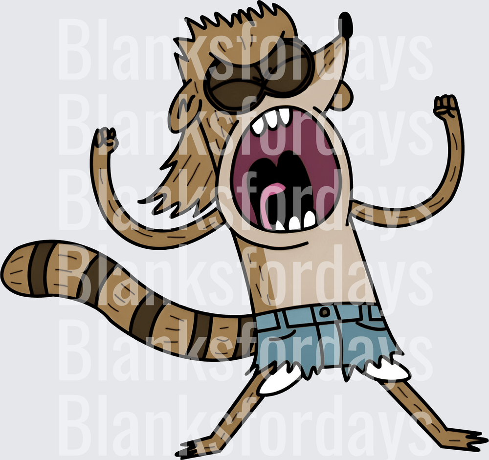 Rigby Screaming Rage Regular Show Cartoon Character (DTF)