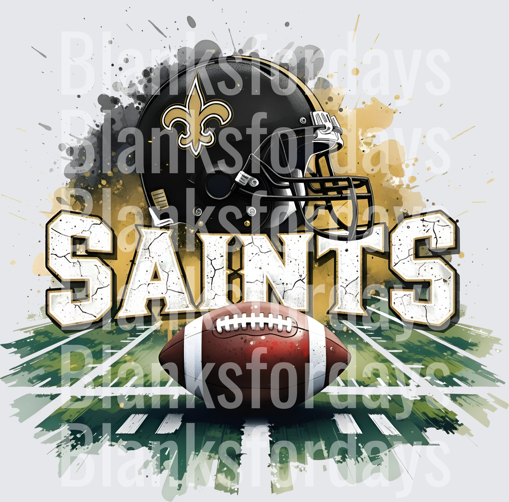 New Orleans Saints Helmet Football Field Grunge Splatter (DTF)