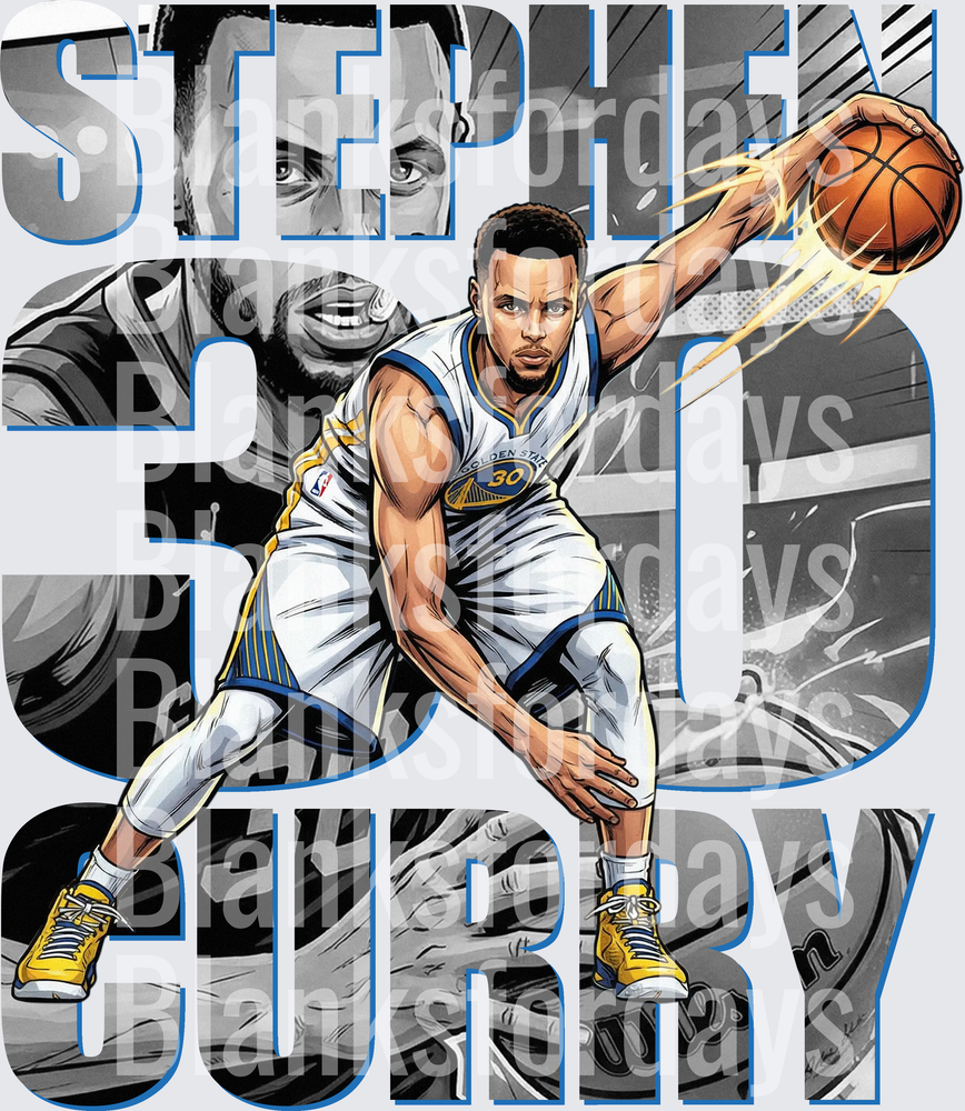 Stephen Curry #30 Golden State Warriors Comic Art Graphic (DTF)