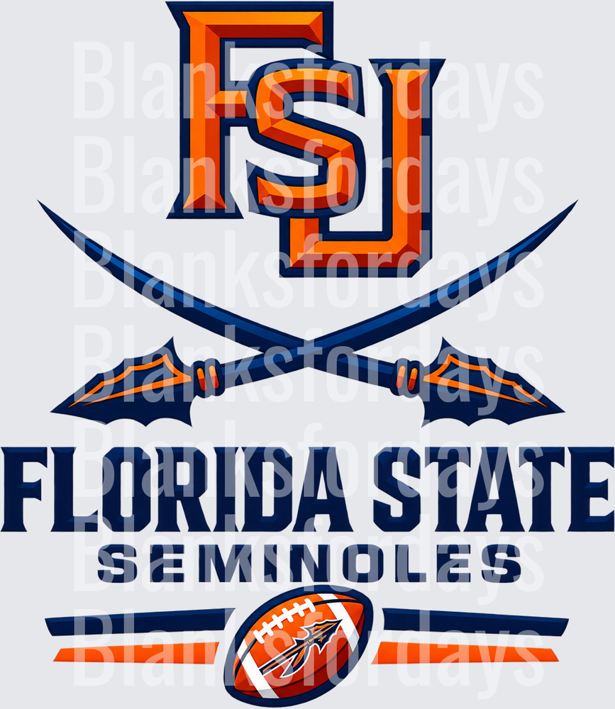 Florida State Seminoles FSU Crossed Spears Football Logo (DTF)