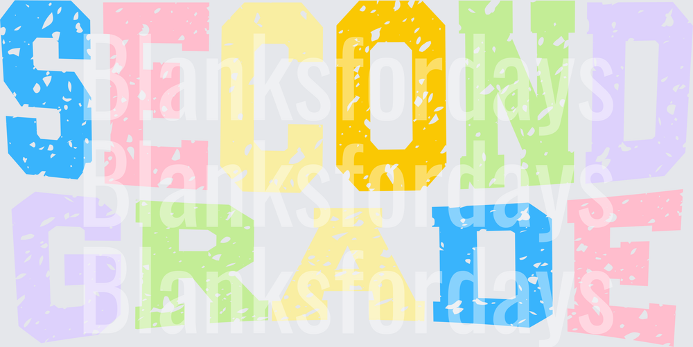 Second Grade Colorful Distressed Block Letters Design (DTF)