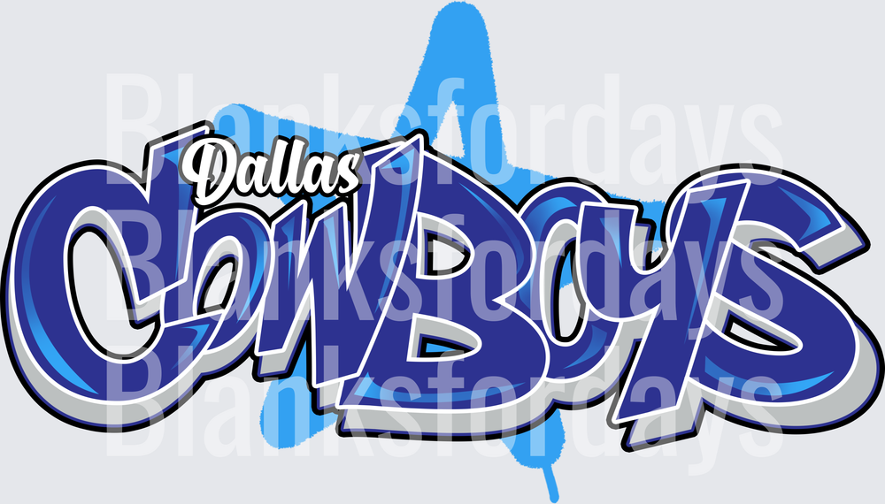 Dallas Cowboys Graffiti Style Bold Blue Star Logo (DTF)
