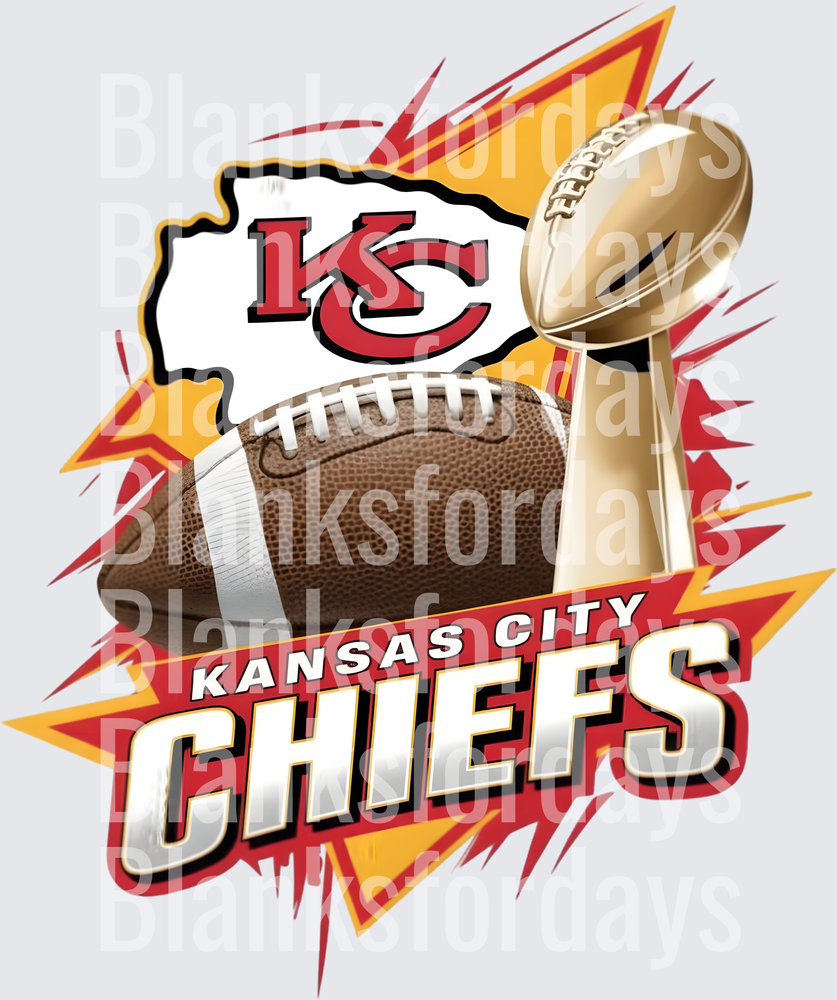 Kansas City Chiefs Logo Football Lombardi Trophy Lightning (DTF)