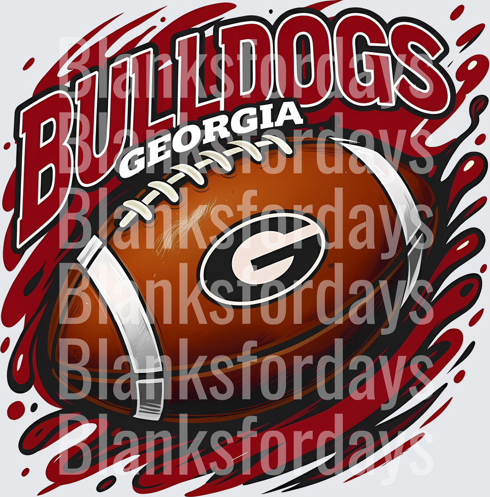 Georgia Bulldogs Football with UGA G Logo Red Splatter (DTF)