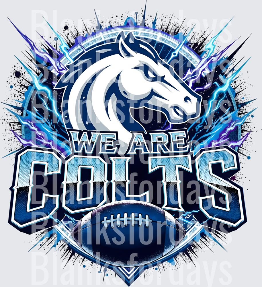 We Are Colts Horse Mascot Lightning Football Design (DTF)