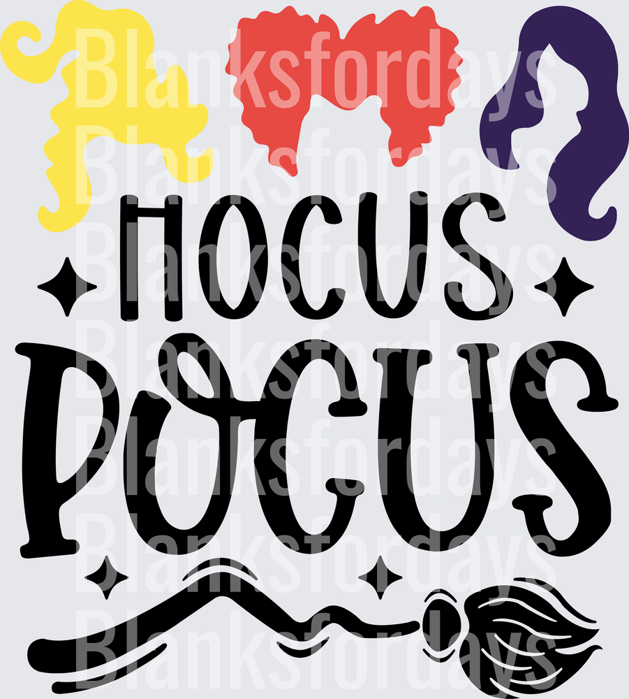 Hocus Pocus Sanderson Sisters Hair Silhouettes Witch Broom (DTF)