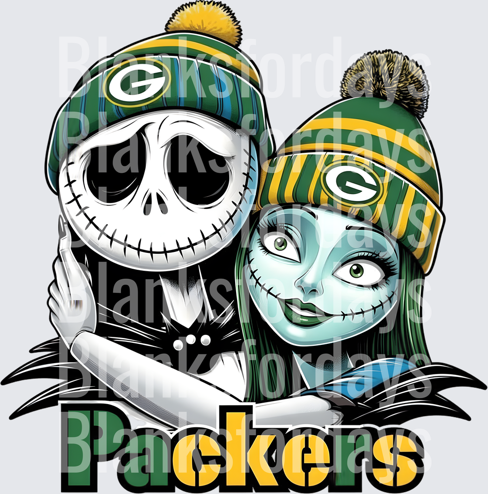 Jack Skellington and Sally Green Bay Packers Fan Couple (DTF)