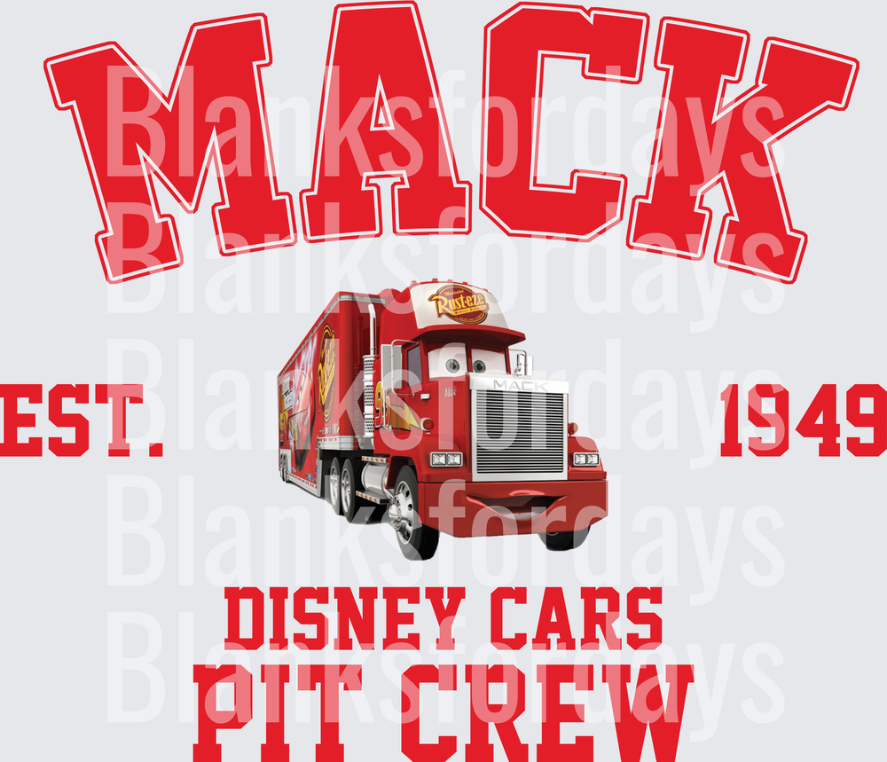 Mack Truck Disney Cars Pit Crew Est. 1949 Collegiate (DTF)