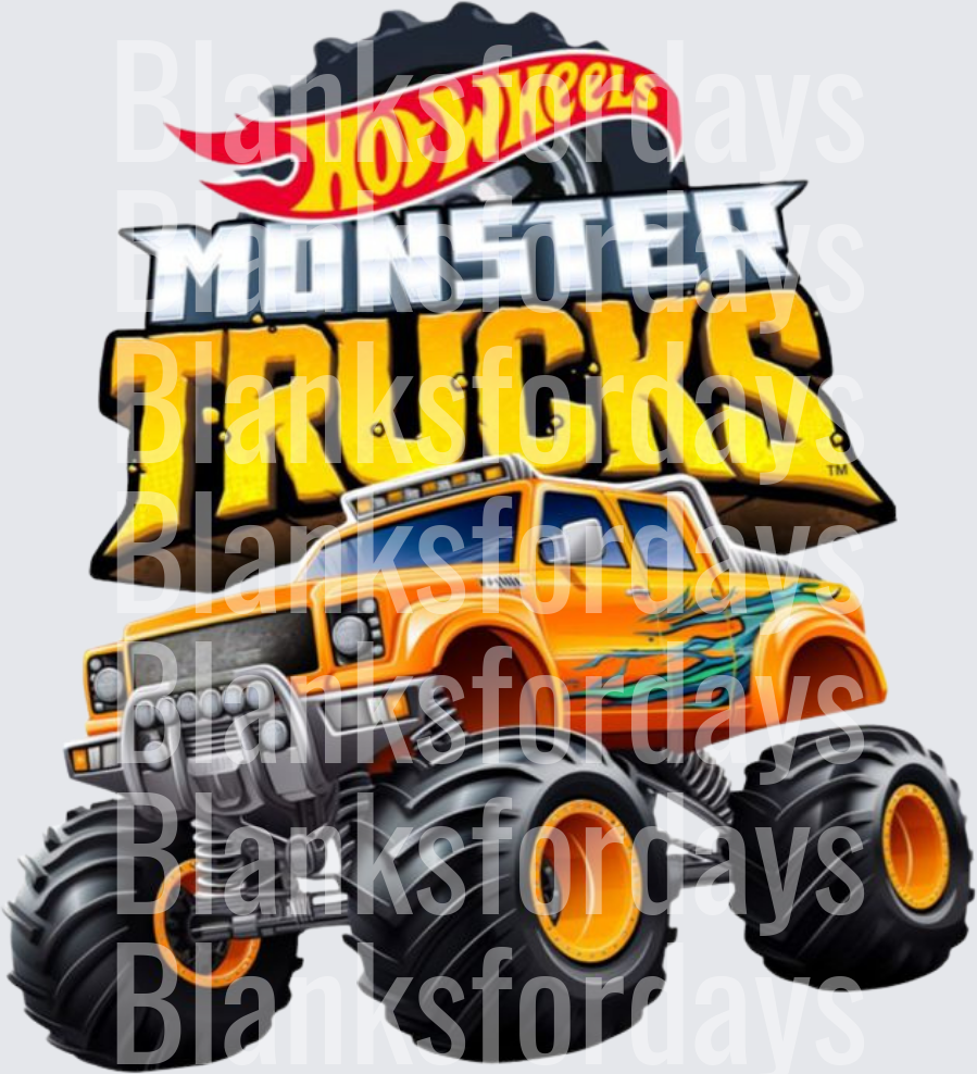 Hot Wheels Monster Trucks Orange Flame Monster Truck Logo (DTF)