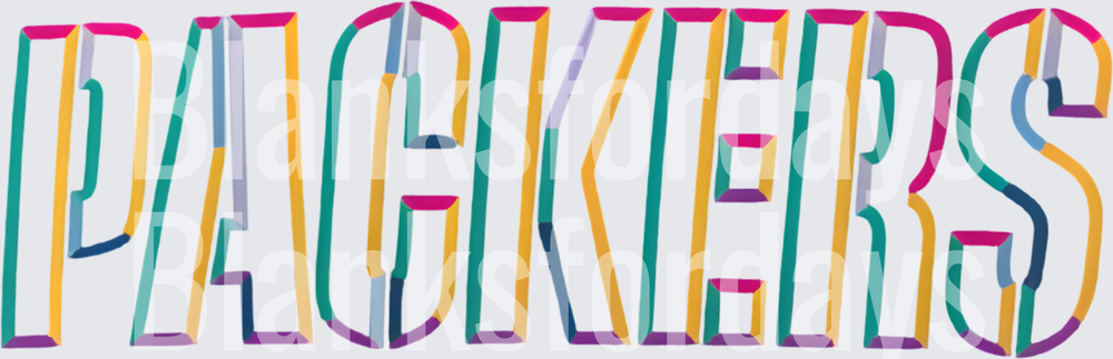 Packers Bold Retro Multicolor Stripe Word Art (DTF)