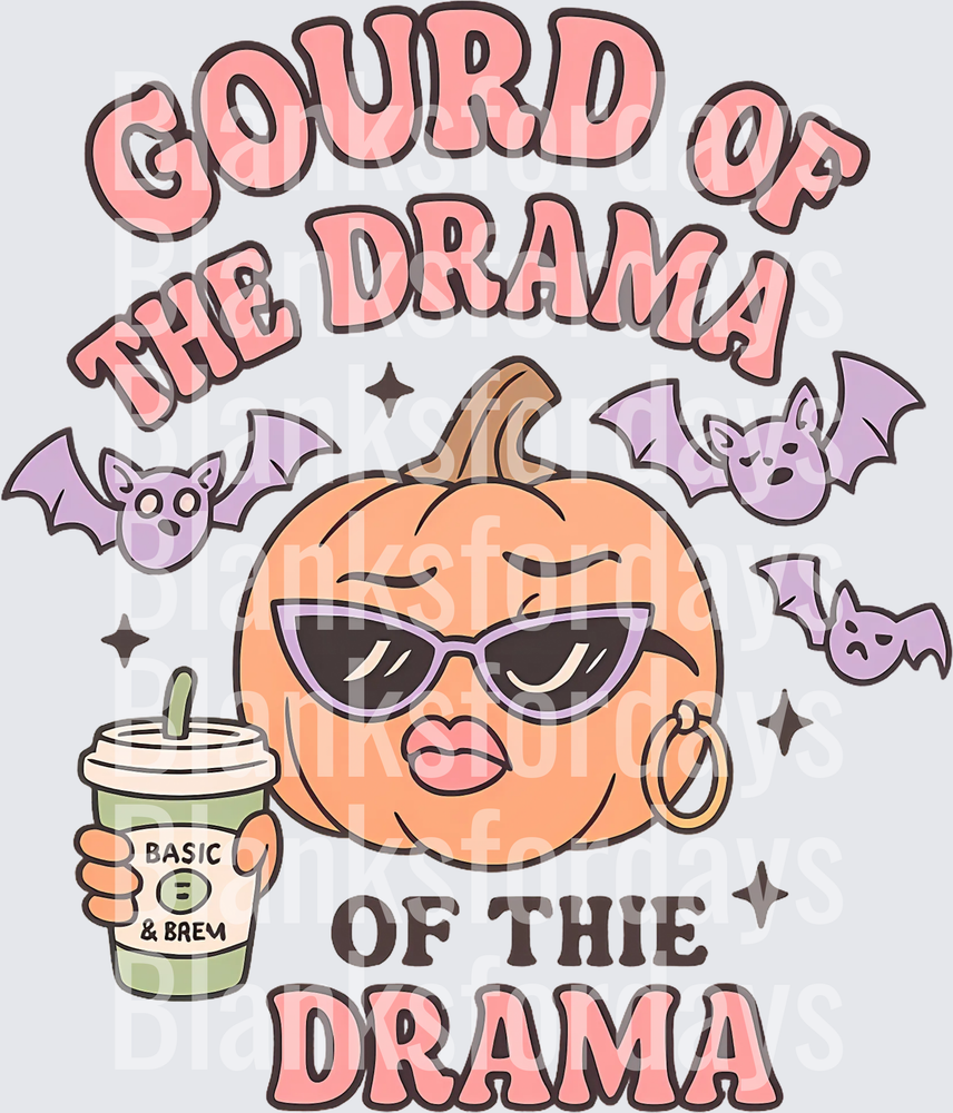 Gourd of the Drama Sassy Pumpkin Halloween Bats Coffee (DTF)