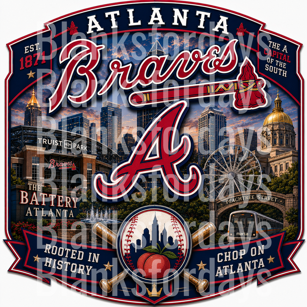 Atlanta Braves EST 1871 Chop On City Landmarks Vintage Badge (DTF)