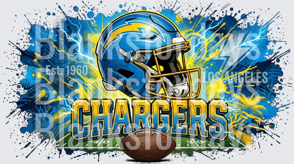 Los Angeles Chargers Football Helmet Lightning Splatter (DTF)