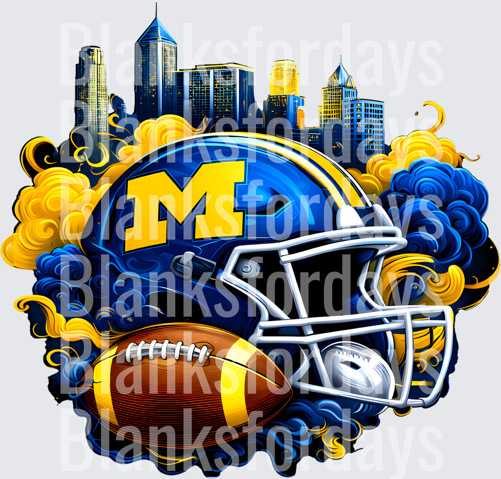 Michigan Wolverines Football Helmet Cityskyline Design (DTF)