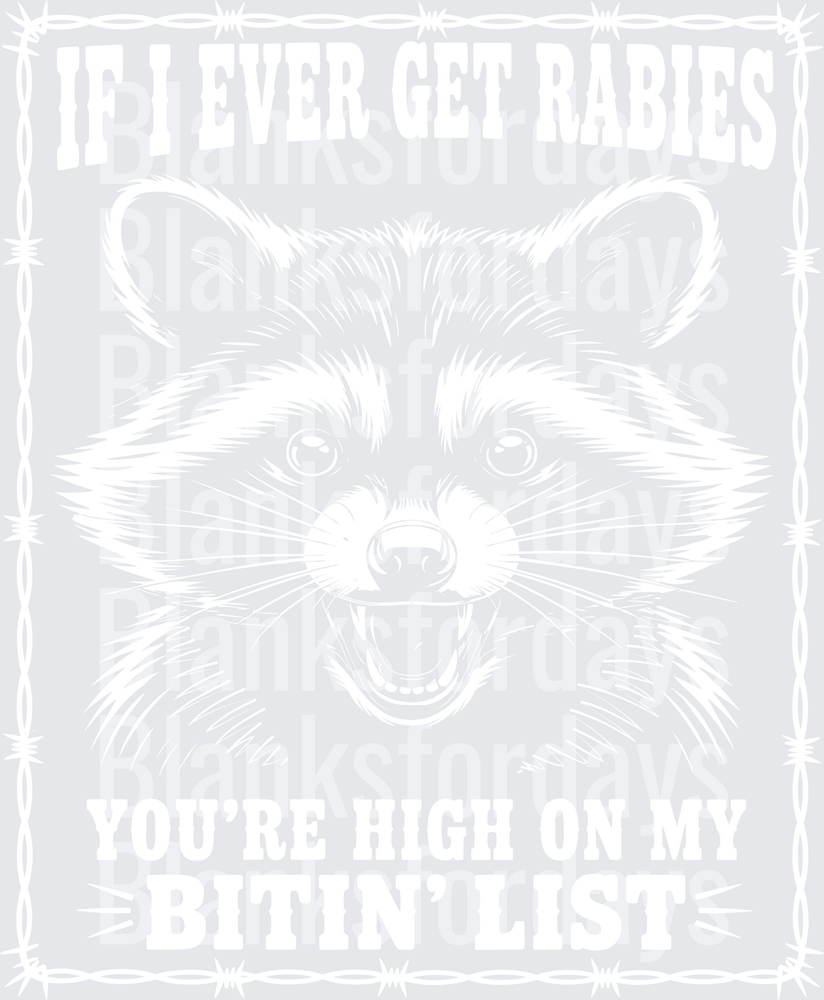 If I Ever Get Rabies You're High On My Bitin' List Raccoon (DTF)