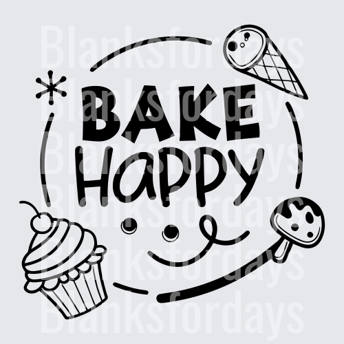 Bake Happy Smiley Face Cupcake Ice Cream Cookie Design (DTF)