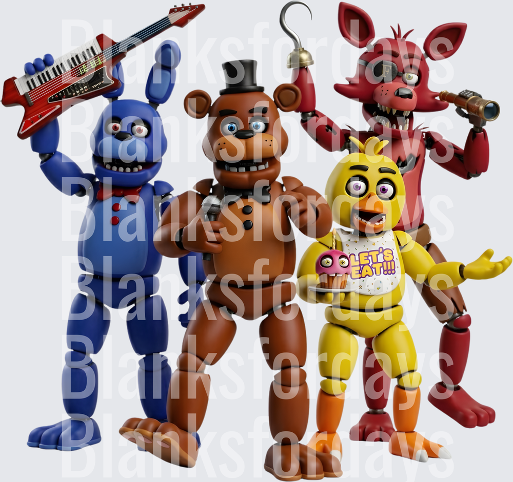 Five Nights at Freddy's Gang Bonnie Freddy Chica Foxy (DTF)