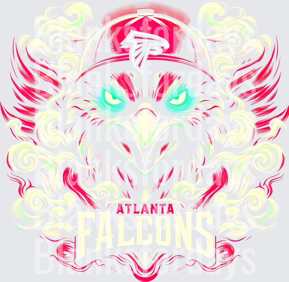 Atlanta Falcons Fierce Eagle Glowing Eyes Swirl Art (DTF)