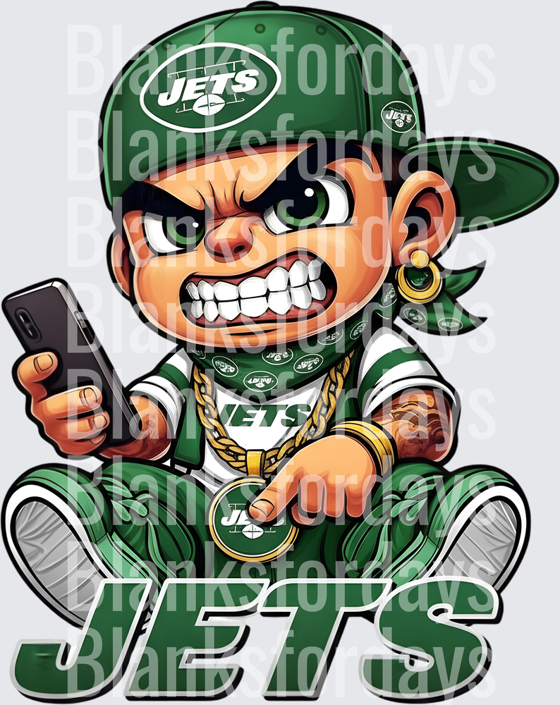 New York Jets Thug Baby Gangster Fan Drip Logo (DTF)