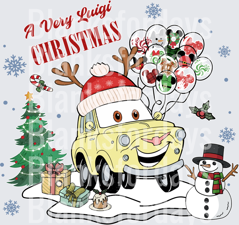 A Very Luigi Christmas Cars Disney Holiday Scene (DTF)
