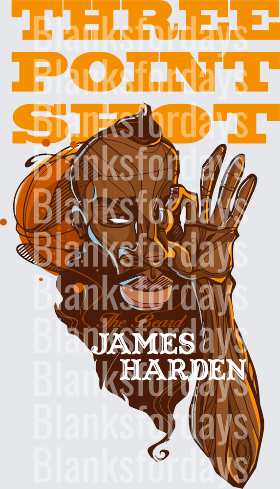 James Harden The Beard Three Point Shot Basketball Art (DTF)