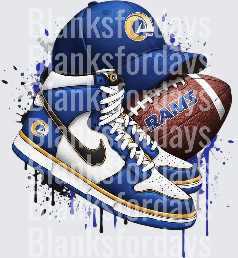 Los Angeles Rams Nike Sneakers Hat Football Drip Art (DTF)
