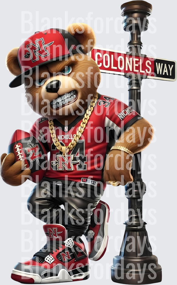 Nicholls State Colonels Way Gangster Teddy Bear Football (DTF)