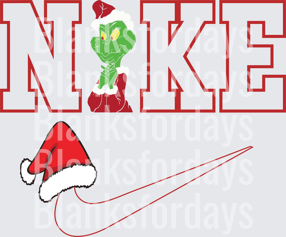 Grinch Santa Nike Logo Christmas Holiday Swoosh Design (DTF)