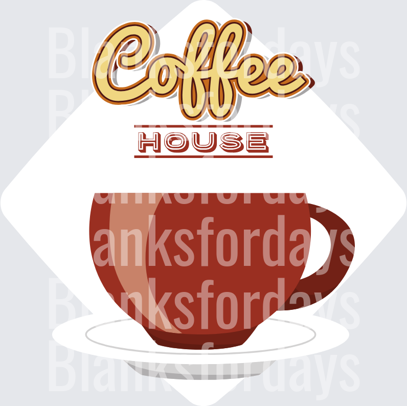 Coffee House Retro Cup Script Logo Design (DTF)