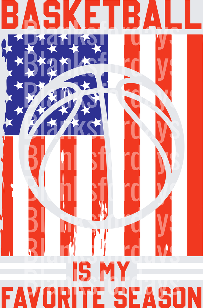 Basketball Is My Favorite Season American Flag Design (DTF)