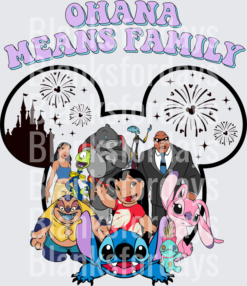 Ohana Means Family Lilo & Stitch Mickey Ears Disney Group (DTF)