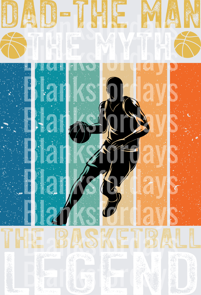 Dad The Man The Myth The Basketball Legend Retro Stripes (DTF)