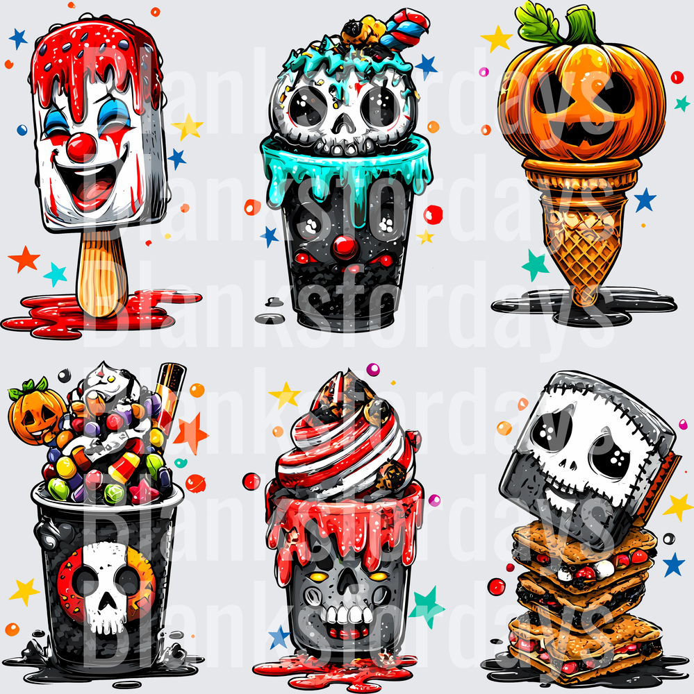 Halloween Spooky Treats Bundle Clown Skull Pumpkin Ice Cream (DTF)