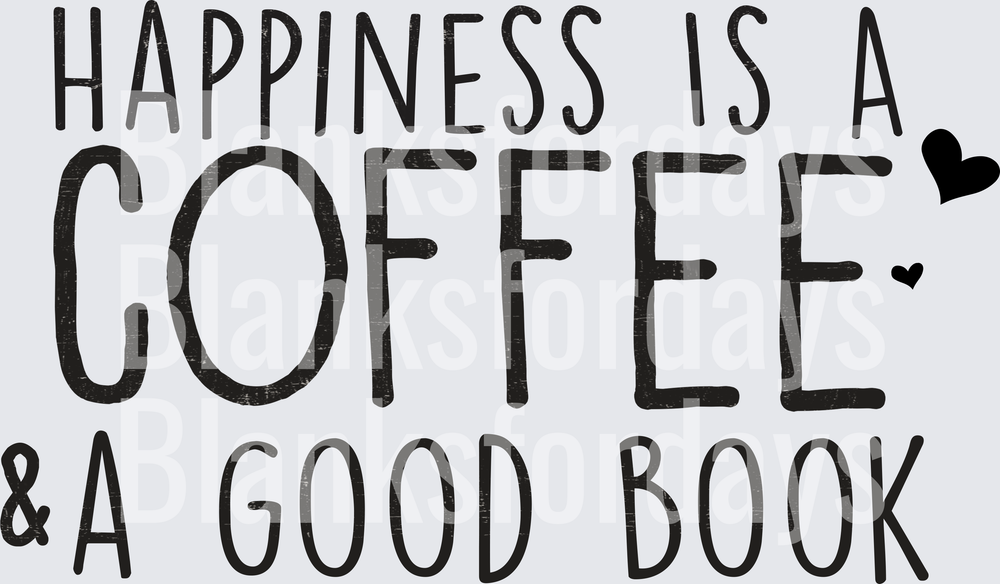 Happiness Is A Coffee & A Good Book Heart Graphic (DTF)