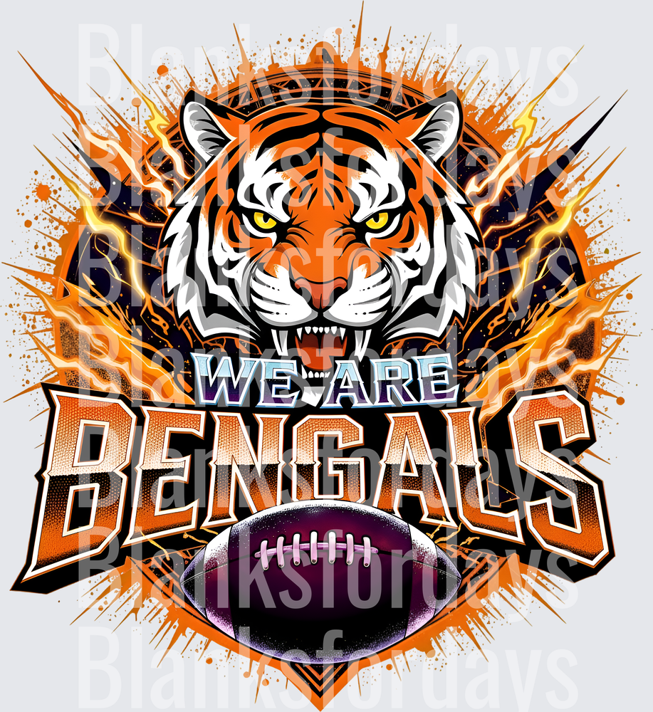 We Are Bengals Fierce Tiger Football Flames Lightning (DTF)
