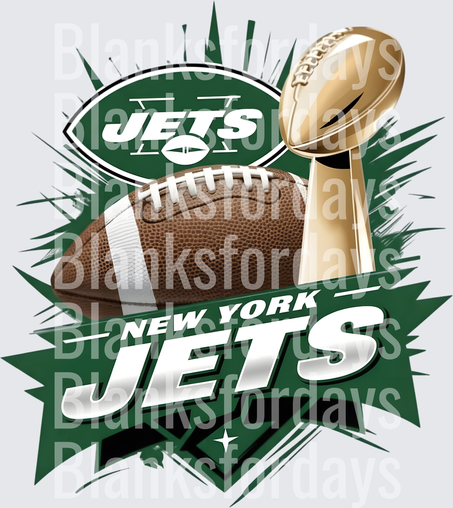 New York Jets NFL Logo Football Championship Trophy Design (DTF)