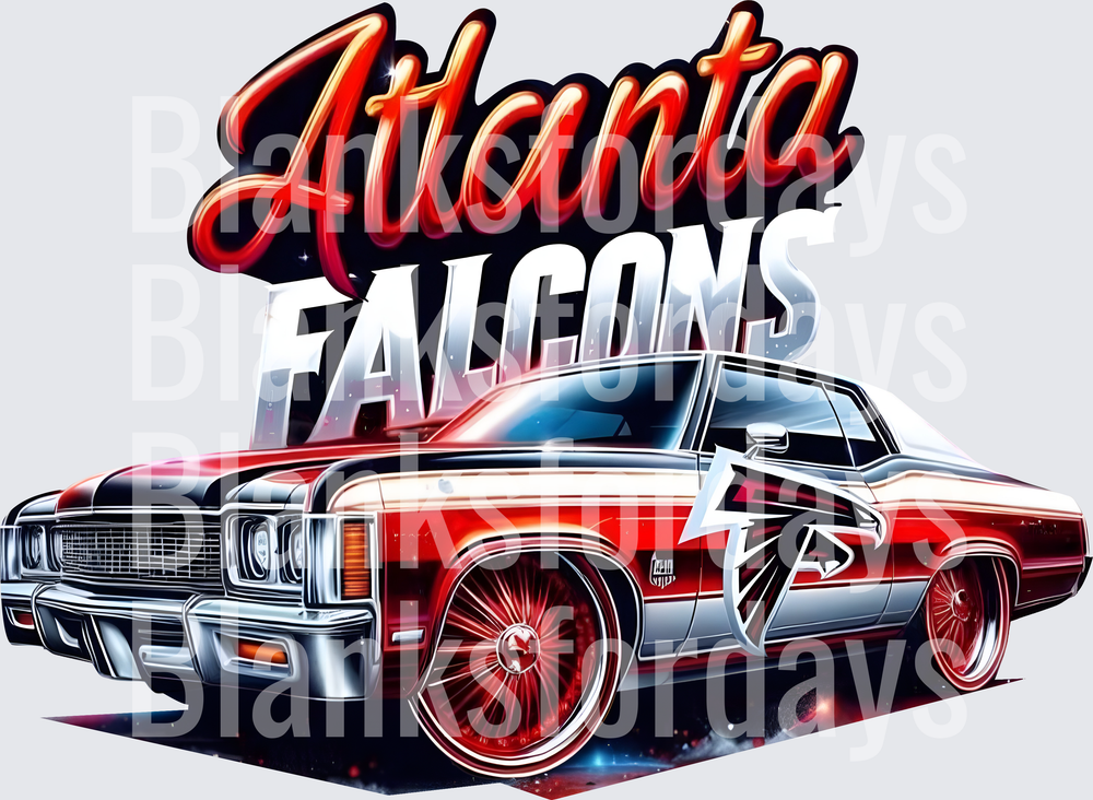 Atlanta Falcons Red Classic Lowrider Car Bold Script (DTF)