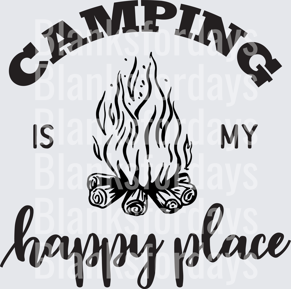 Camping Is My Happy Place Campfire Graphic (DTF)