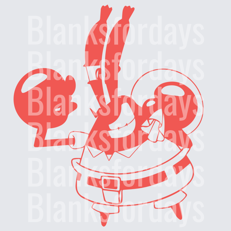 Mr. Krabs Excited Arms Up Coral Red Minimalist Design (DTF)