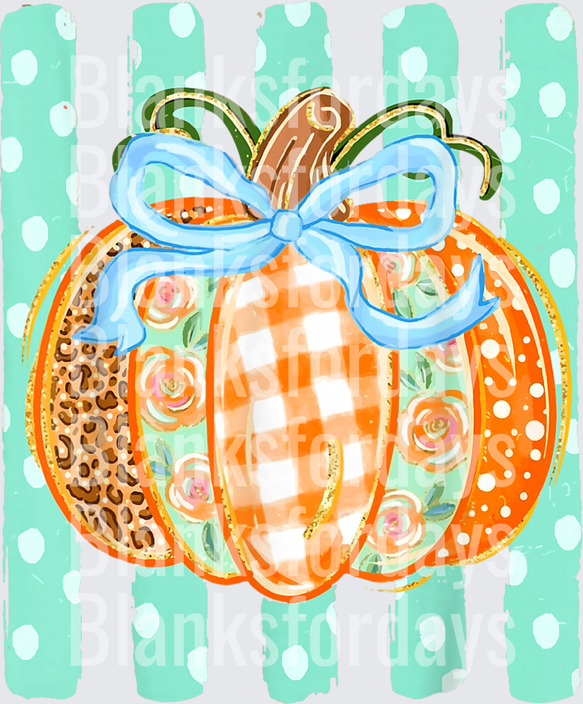 Patchwork Pumpkin Blue Bow Floral Leopard Plaid Fall (DTF)