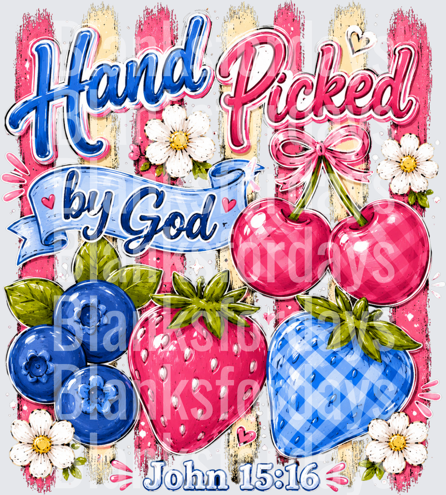Hand Picked by God John 15:16 Berries Cherries Floral (DTF)