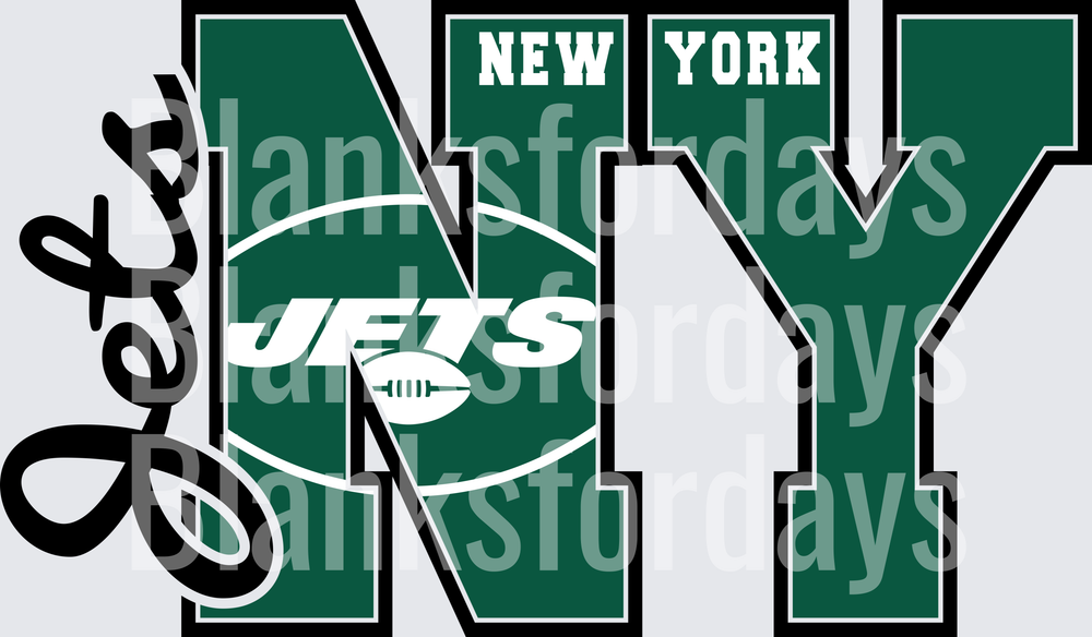 New York Jets NY Bold Varsity Letter Script Logo Design (DTF)
