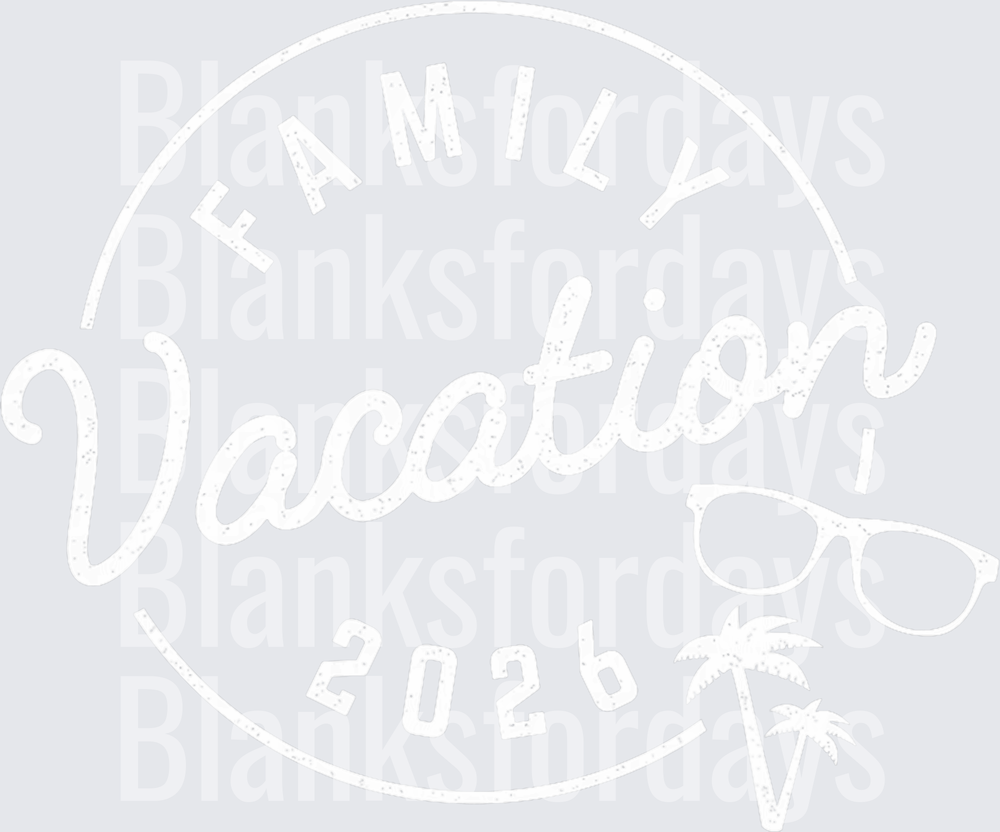 Family Vacation 2026 Circle Badge with Sunglasses and Palm Trees (DTF)