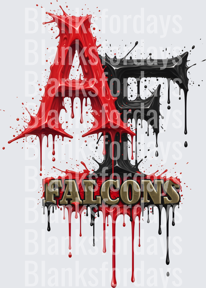 Falcons Red Black Drip Paint Splatter Letter A Design (DTF)
