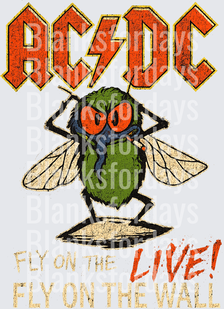 AC/DC Fly On The Wall Live Vintage Rock Band Cartoon Fly (DTF)