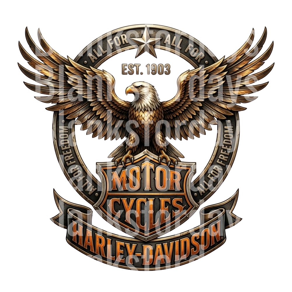 Harley-Davidson Eagle Bar Shield Est 1903 All For Freedom (DTF)