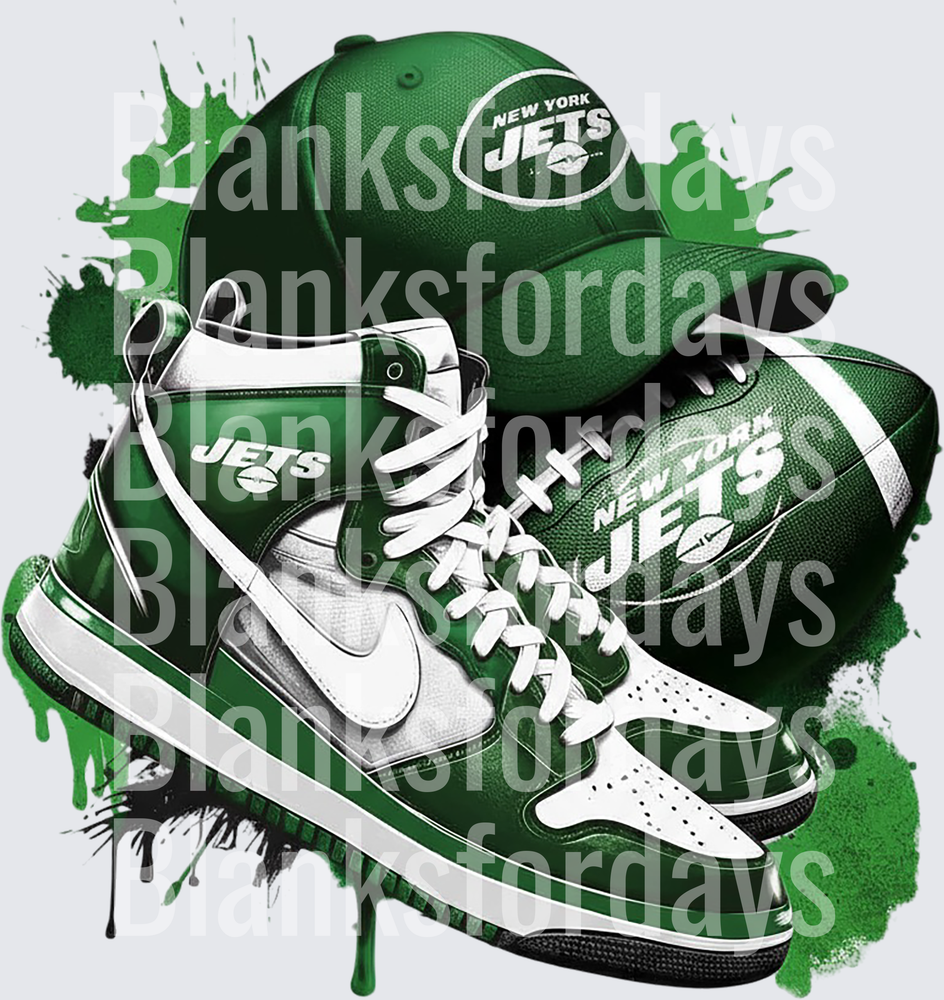 New York Jets Sneakers Football Cap Green Splatter (DTF)